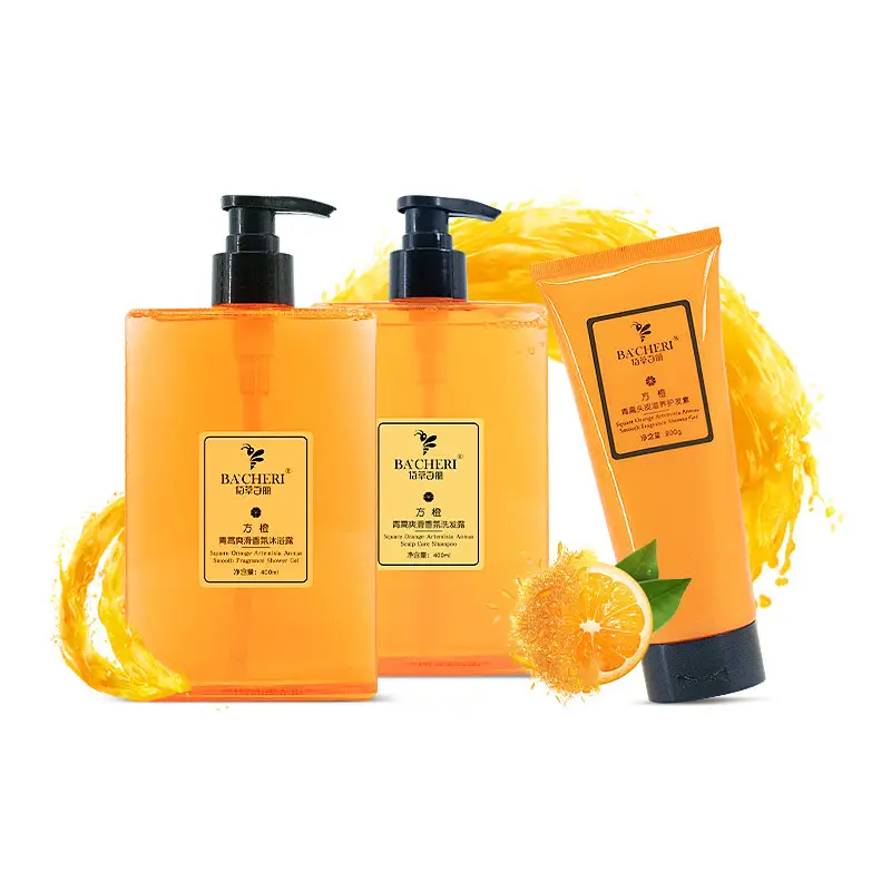Melhor etiqueta privada gel de banho orgânico de ervas laranja lavanda gengibre anti perda de cabelo shampoo e condicionador conjunto de cuidados