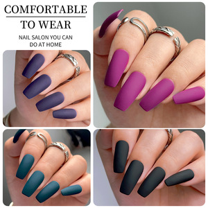 Stampa sulle unghie all'ingrosso private label riutilizzabile unghie finte di alta qualità punte in gel morbido diverse forme copertura completa punta nail nudo
