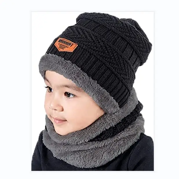 Gorro de esquí de lana gruesa y suave para hombre y mujer, gorros cálidos para el cuello, conjunto de gorro de lana cálido para invierno, conjunto de bufanda tejida