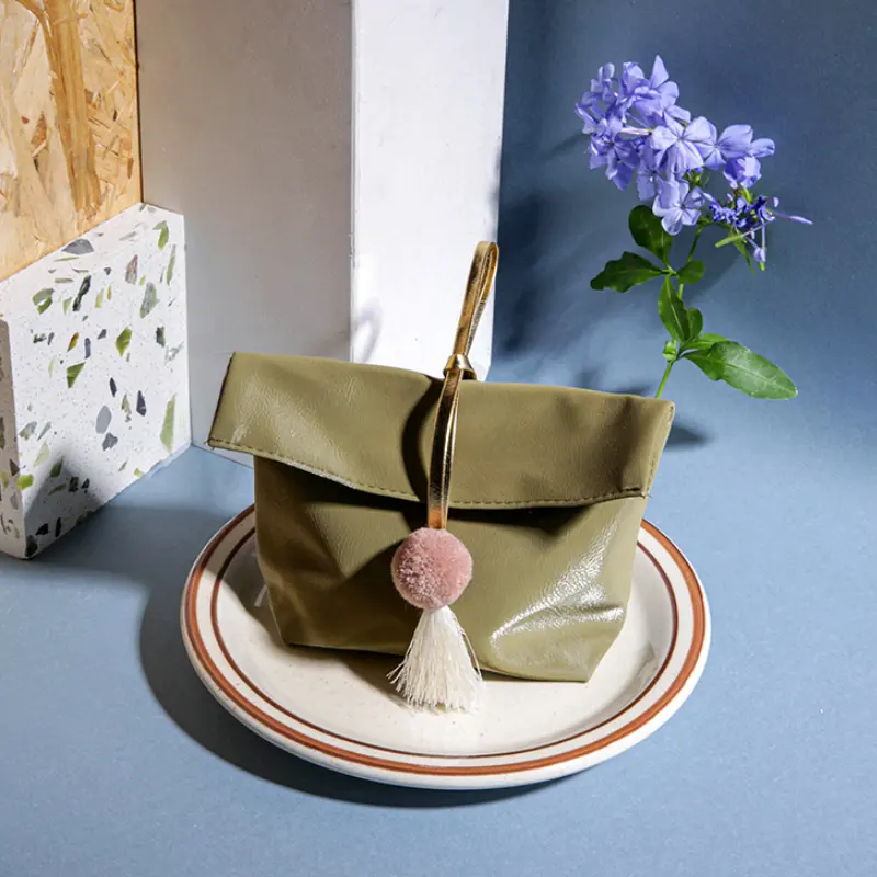 Criativo PU Leather Tote Gift Bag Portable Candy Storage Container Lembranças Para Convidados Do Casamento Do Partido