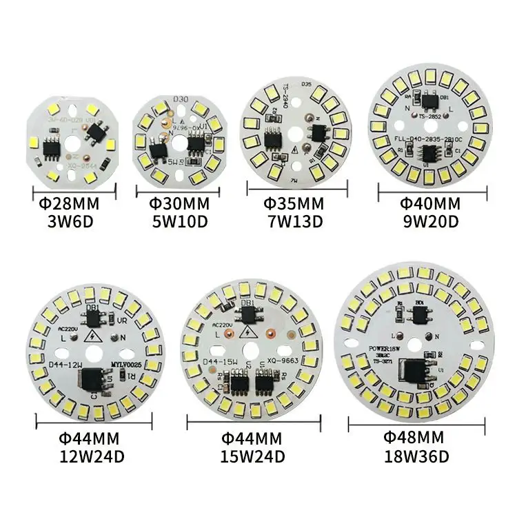 Shenzhen pcb design Service prototipo led single-side DOB alluminio pcb circuit board 35mm 7W 40mm 9W lampadine a Led light pcb board