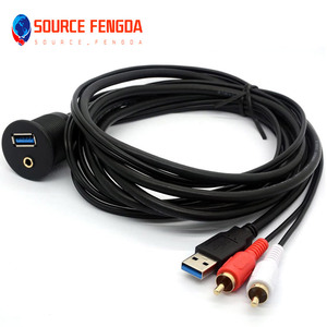 USB 3.0 ve 2 RCA erkek 3.5mm USB 3.0 kadın gömülü su geçirmez bilgisayar kabloları, gemi için uygun motosiklet enstrüman - Product Image 3