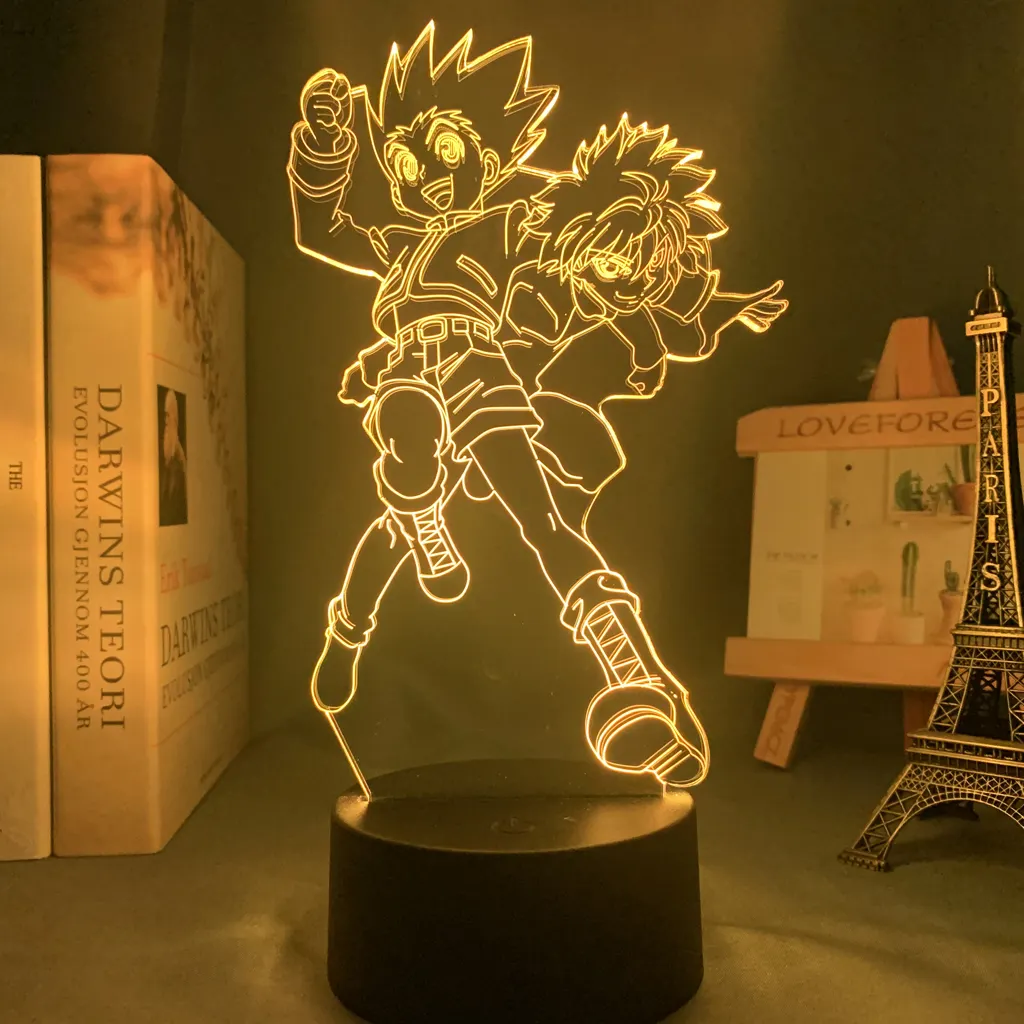 Lámpara 3d de Anime acrílico para decoración de dormitorio, TW-1811, Hunter X, Hunter, Killua y Gon, regalo de cumpleaños, USB