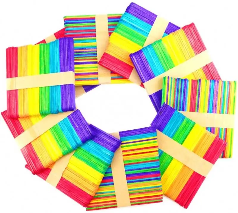 100pcs Colored Ice Pop Sticks Popsicle Sticks Wooden Ice Cream Sticks For Diy Crafts