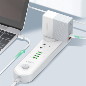 LDNIO 65W Mobile <strong>Charger</strong> A2620C P <strong>D</strong> (USB-C) <strong>Fast</strong> <strong>Charger</strong> + QC3.0 <strong>Fast</strong> <strong>Charger</strong> US/EU/UK Plug - Product Image 5