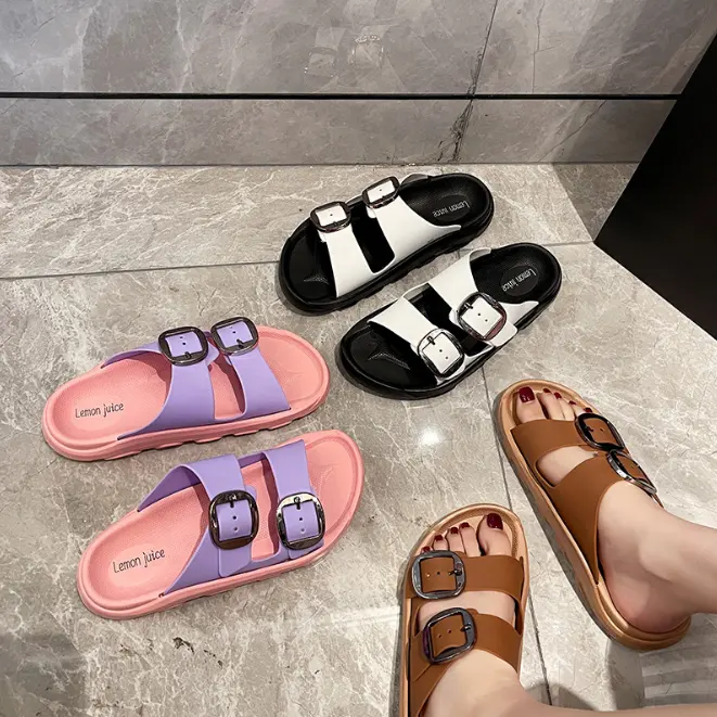 Kadınlar ve bayanlar için yaz moda kauçuk rahat sandalet