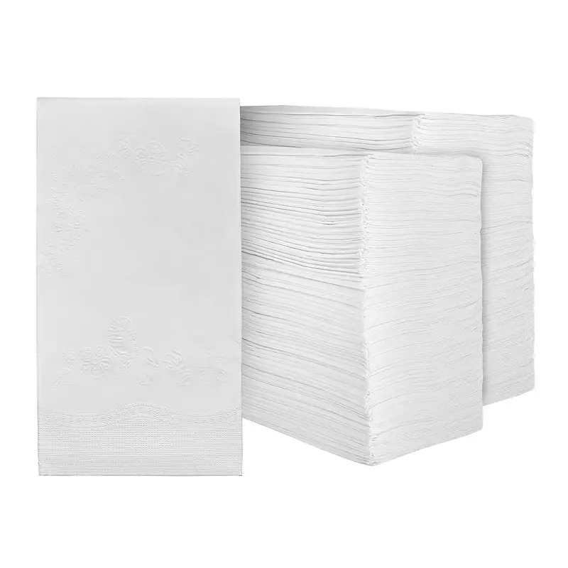 Serviette d'invité de fête en vrac deux plis 40*40 huit plis jetables personnalisés blancs serviettes de table de mariage papier de serviette en tissu