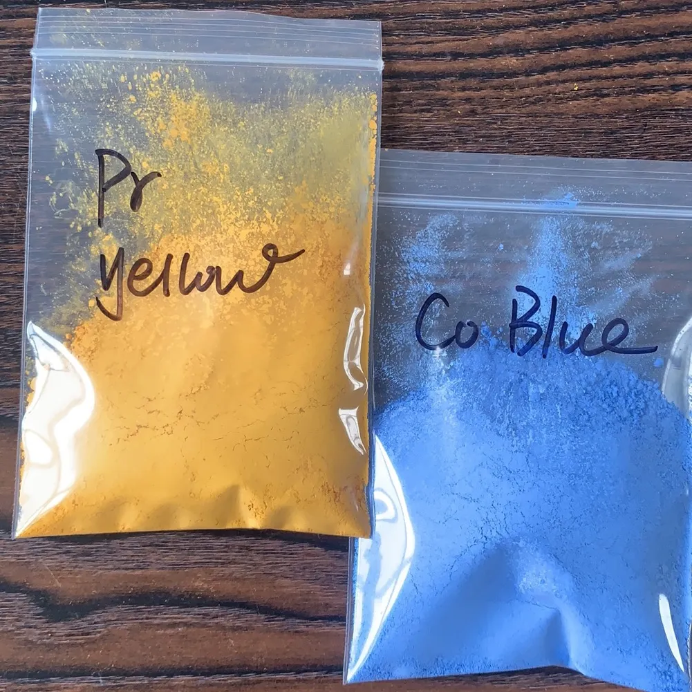 Pigment en céramique à basse température, coloris jaune et bleu, pour vernis, rdahua 750-950C