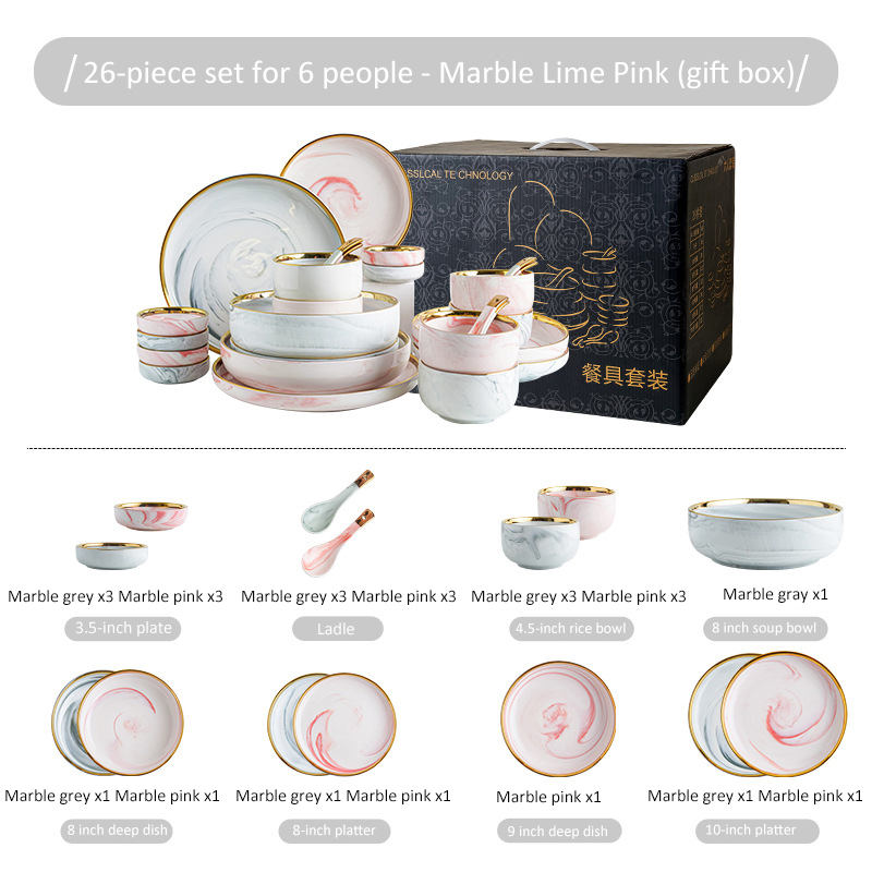 Ensemble de 26 pièces en gris et rose
