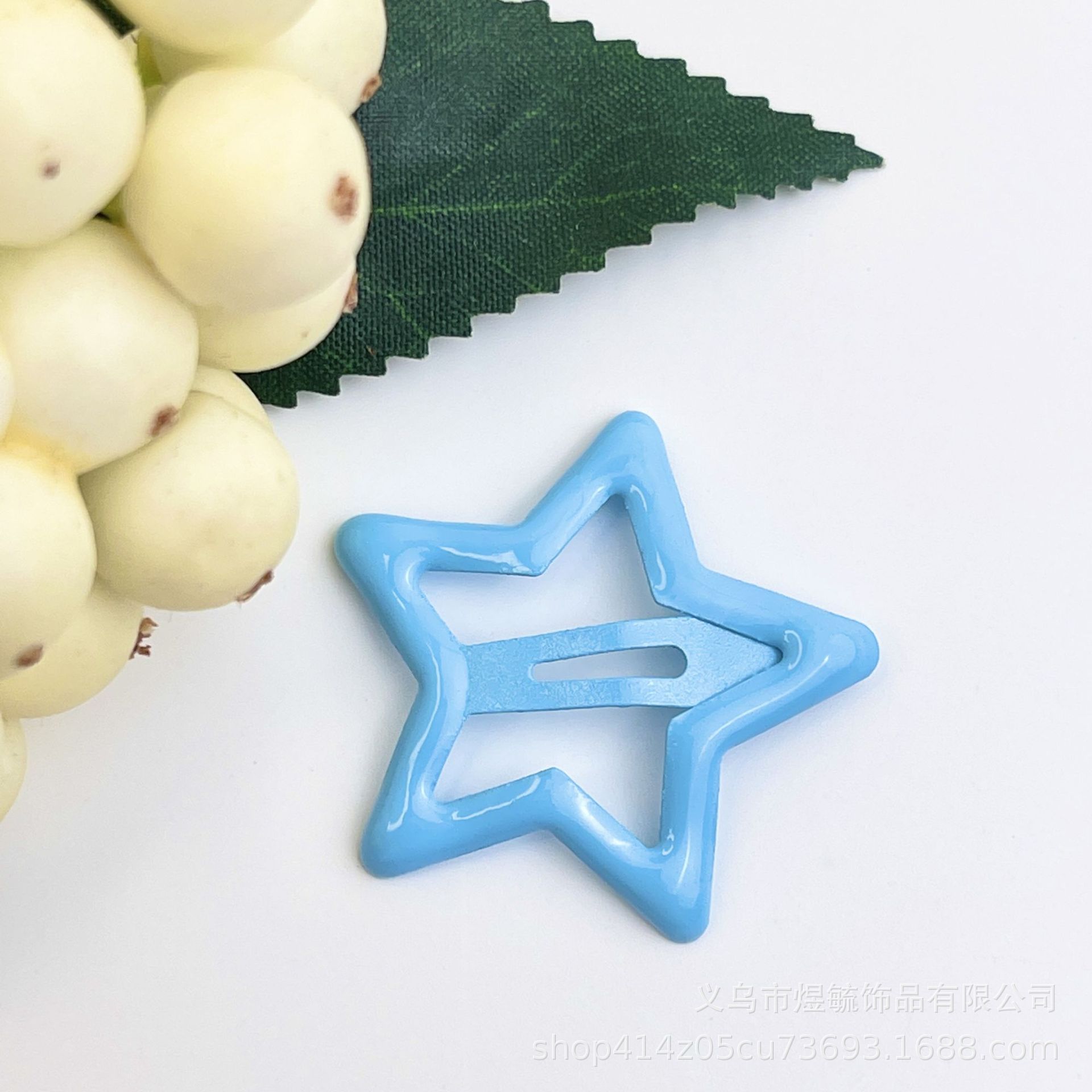 Color drop oil star clip 3.2cm light blue