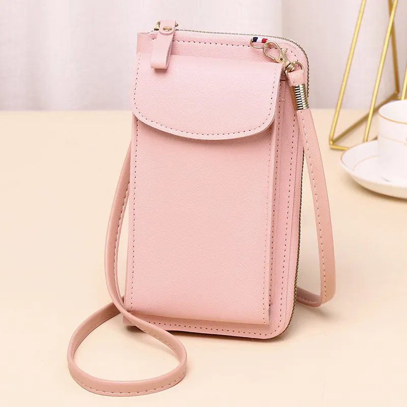 Korean Fashion Women Phone Bag Pu Leather Mobile Phone Crossbody Bags Ladies Phone Wallet Bag