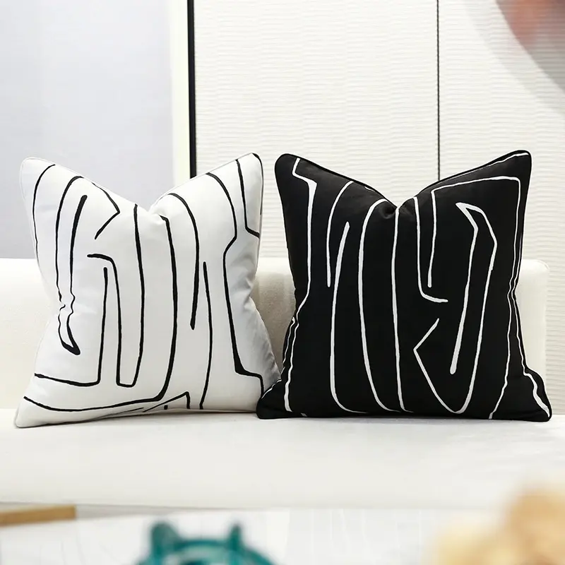 Nova Chegada Jacquard Branco E Preto Decoração de Casa Capa de Almofada Decorativa Fronha Almofada Do Sofá de Luxo Para A Cama