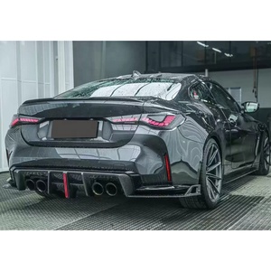 Kuru karbon Fiber AE tarzı arka difüzör BMW M3 M4 G80 G82 2021 + arka tampon difüzör dudak işık araba Bodykit ile - Product Image 5