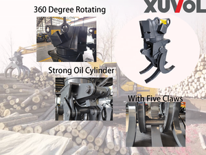 XUVOL Forestry 7 8 9T Excavator Attachment <strong>Timber</strong> Clamp Wood Grab Hydraulic Log Bunching Grapple 360&deg; Rotation Five Claw Grapple - Product Image 3