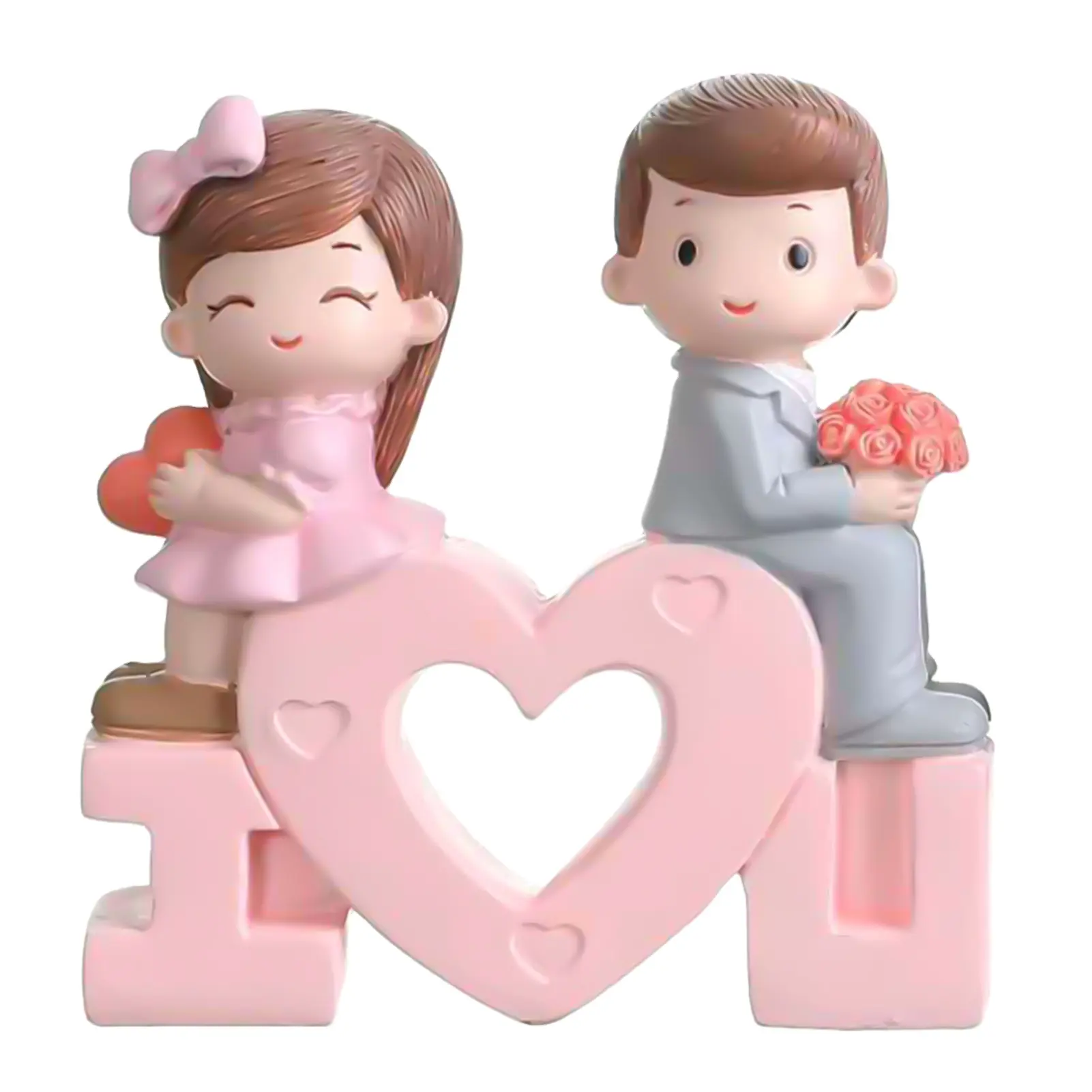 Decorative Couple Dolls Baking Accessory Charming Romantic Resin Cake Topper Ornament for Wedding Party