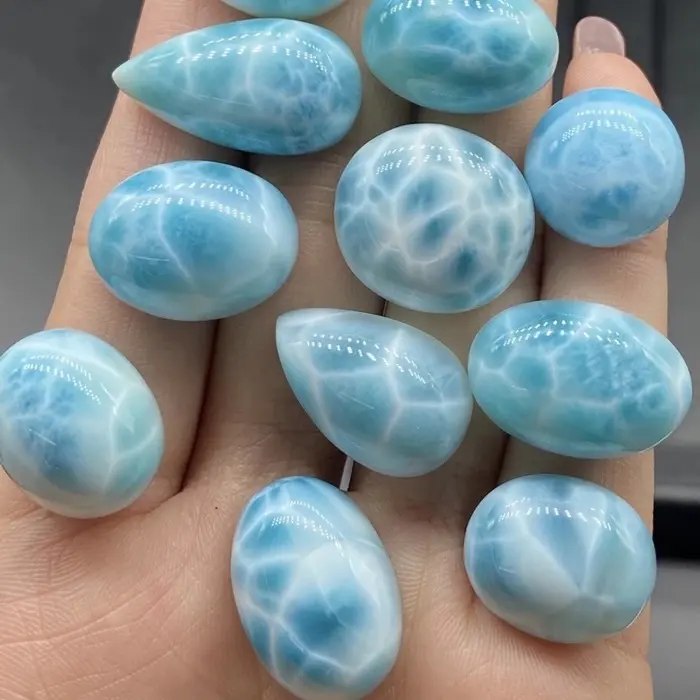 Pedras de larimar cabochão natural, preciosas, mistura de preços, venda imperdível, para fabricação de jóias