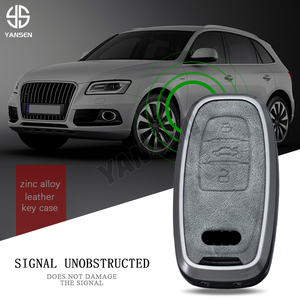 สังกะสีอัลลอยด์หนังสําหรับ Audi A6 A4 A5 A7 A8 C8 Q8 8S 8W Q7 B9 S5 S4 S7 TT TTS TFSI Fob พวงกุญแจสีเทา - Product Image 6