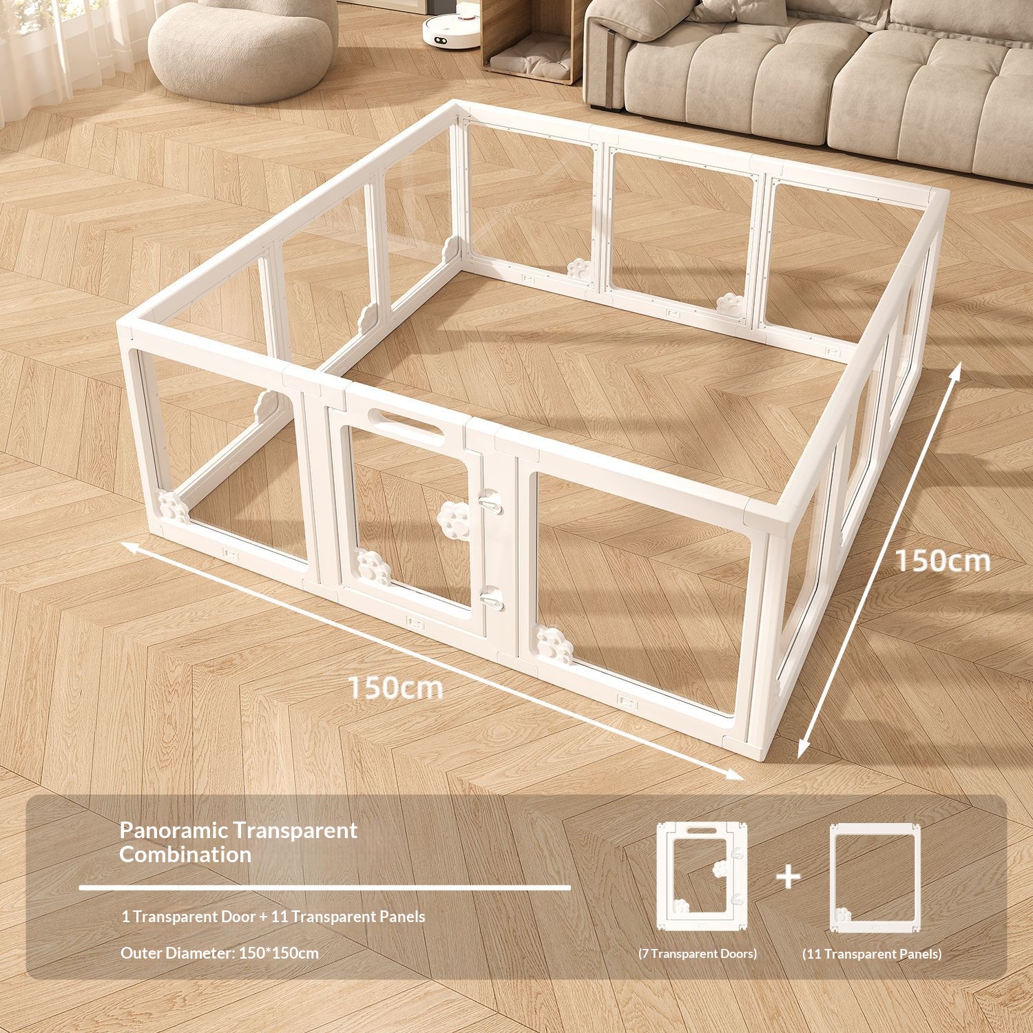11 Panneaux Transparents 1 Porte 150*150*60CM