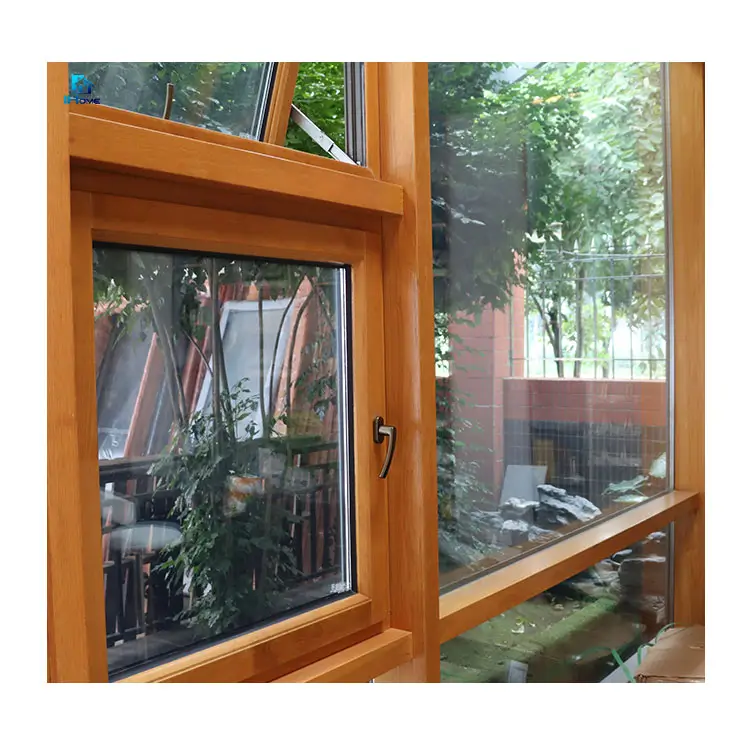 Cadre en aluminium et bois Fenêtre à battant verticale en aluminium à triple vitrage