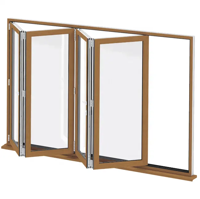 Venta al por mayor moderno estilo francés chino 4m resistente puerta plegable a prueba de viento exterior de aluminio puerta de cristal para Villa