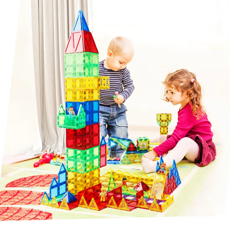 Jouets magnétiques pour l'apprentissage des enfants Jeu de construction à aimant fort Blocs de construction magnétiques éducatifs Tuiles