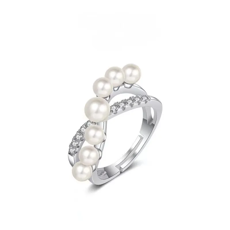 Nouvelle taille perle plein diamant bague de mode femmes haute qualité bijoux fins bagues de fiançailles pour les femmes