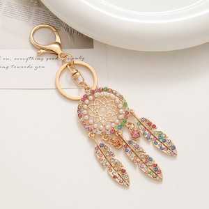 לוכד חלום אופנה shiny קריסטל keychain מסוגנן נוצה ringone נוצות שרשרת מפתחות תיק מכונית תיק תליון מתנה קטנה