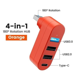 Toptan 4-In-1 dönebilir 4 Port USB 3.0 Hub Splitter USB C güç veri portu USB tip-c genişletici MacBook küçük boyutu için stok - Product Image 3