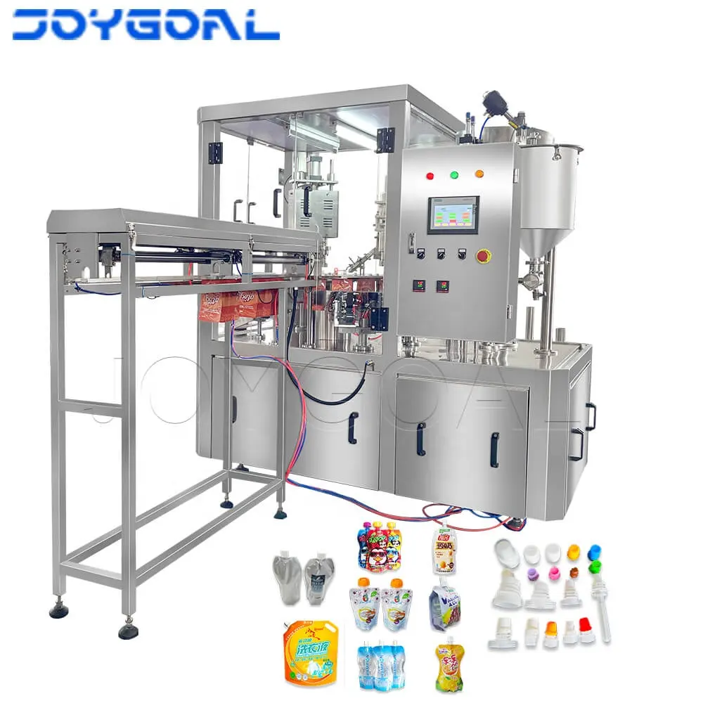 Tomate sauce spouted pouch doypack filling and screw capping packing machine