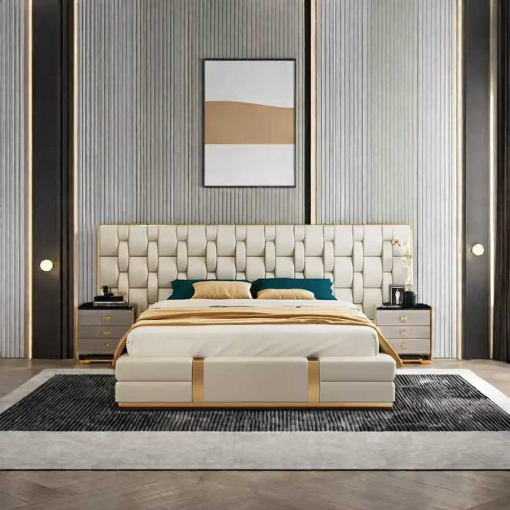 Juegos de cama de seda populares al por mayor sábanas literas dosel de madera juego de cama tamaño king cama de hierro blanco