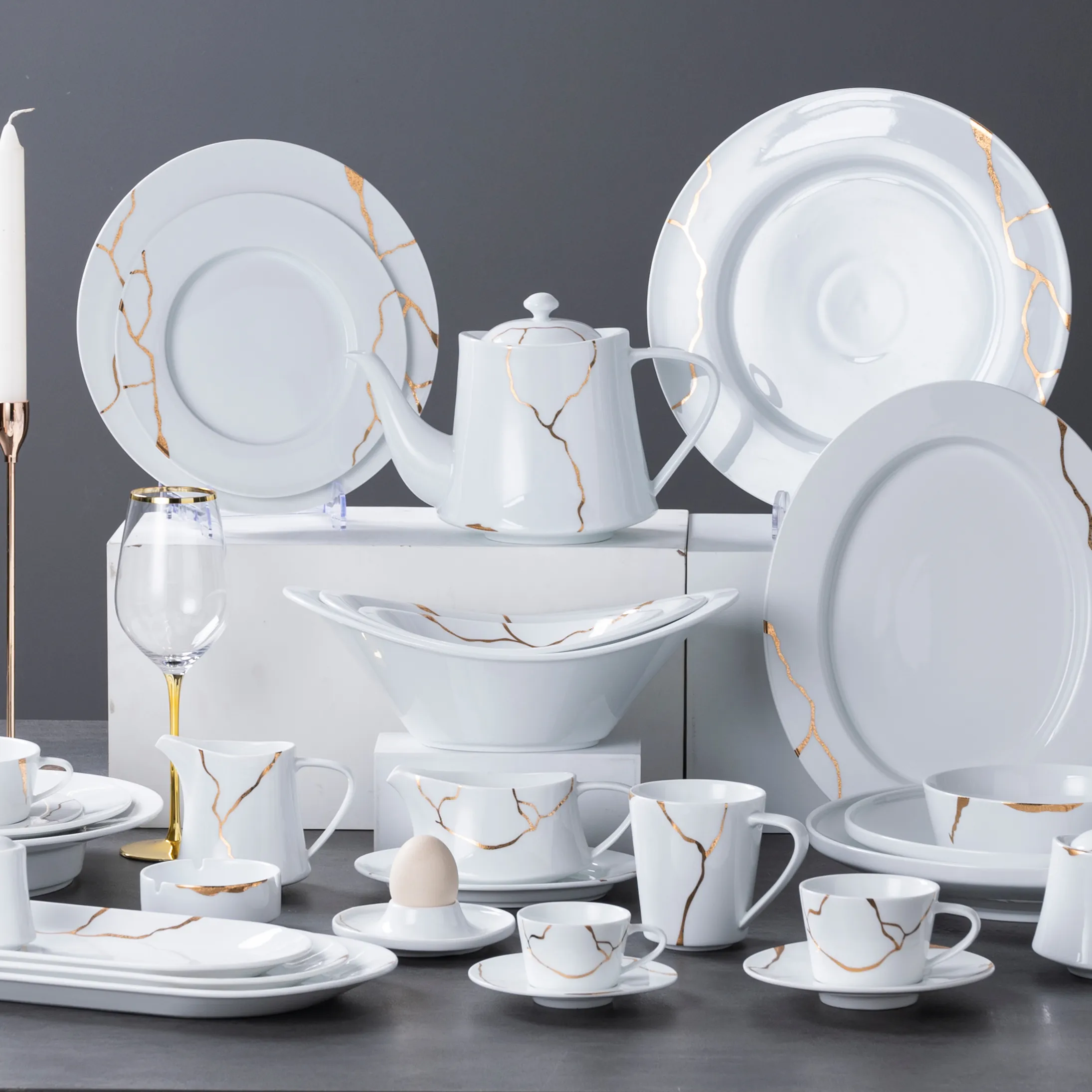 PITO HoReCa Set di stoviglie in porcellana di lusso moderno Set di piatti in ceramica Set di tazze da tavola per il matrimonio del ristorante dell'hotel