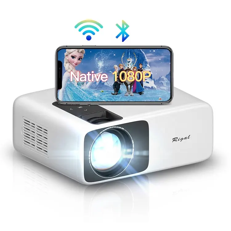 RIGAL-Proyector multimedia inteligente con WiFi, proyector portátil para el aula, Full HD, 2K, 2K, 1080P, datashow, para oficina, camping