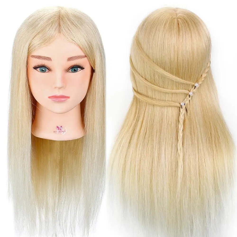 Beauty 100% real hair salon practice hairdresser mannequin dummy doll mannequin training head
