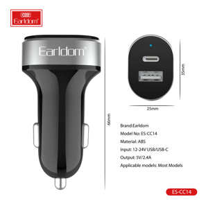 Earldom USB C araba şarjı, 45W çift bağlantı araba şarjı hızlı şarj PD şarj hızlı şarj 18W tip C araç adaptörü iPhone 13 için - Product Image 2