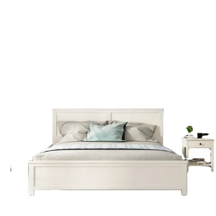 Cama única de madeira estilo nórdico, cama de alta qualidade, moderna, cama queen size