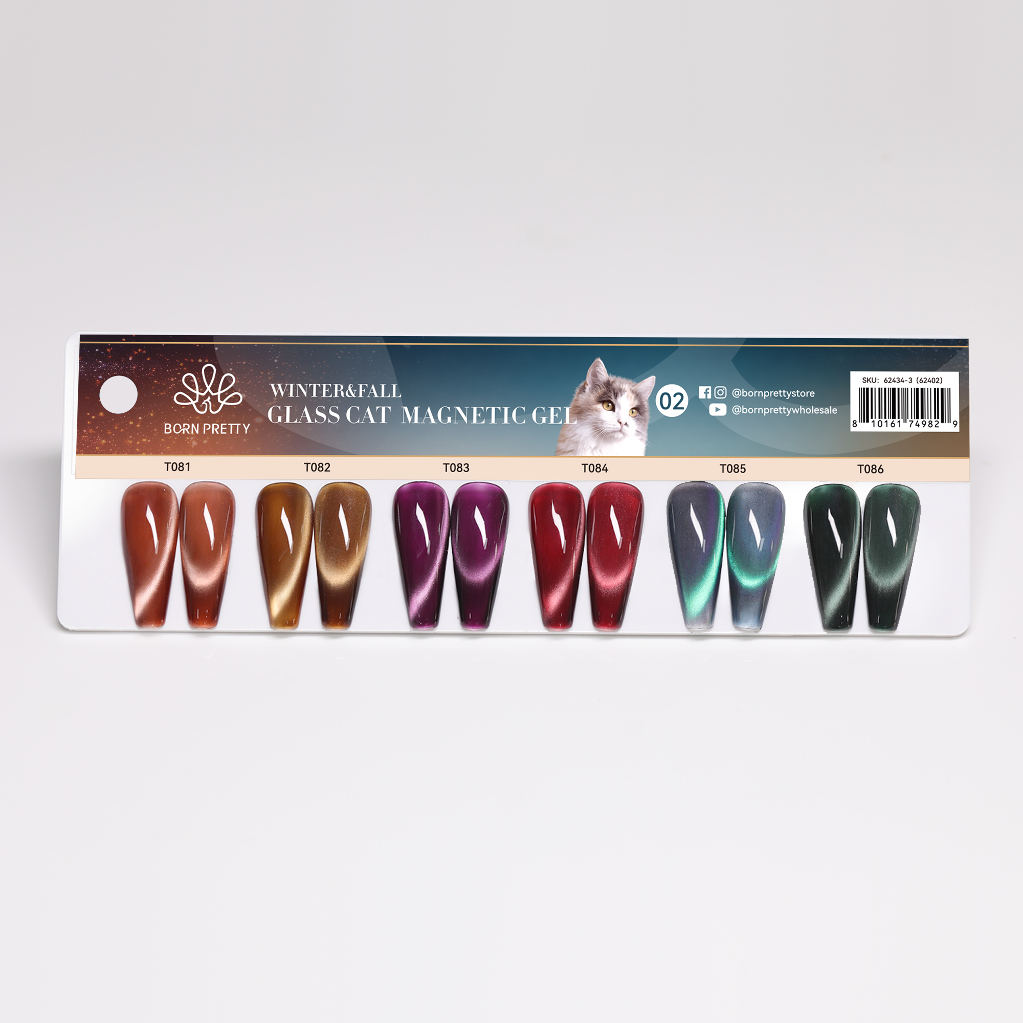 62434-3 Fall&Winter Glass Cat Magnetic Gel (T081-T086)