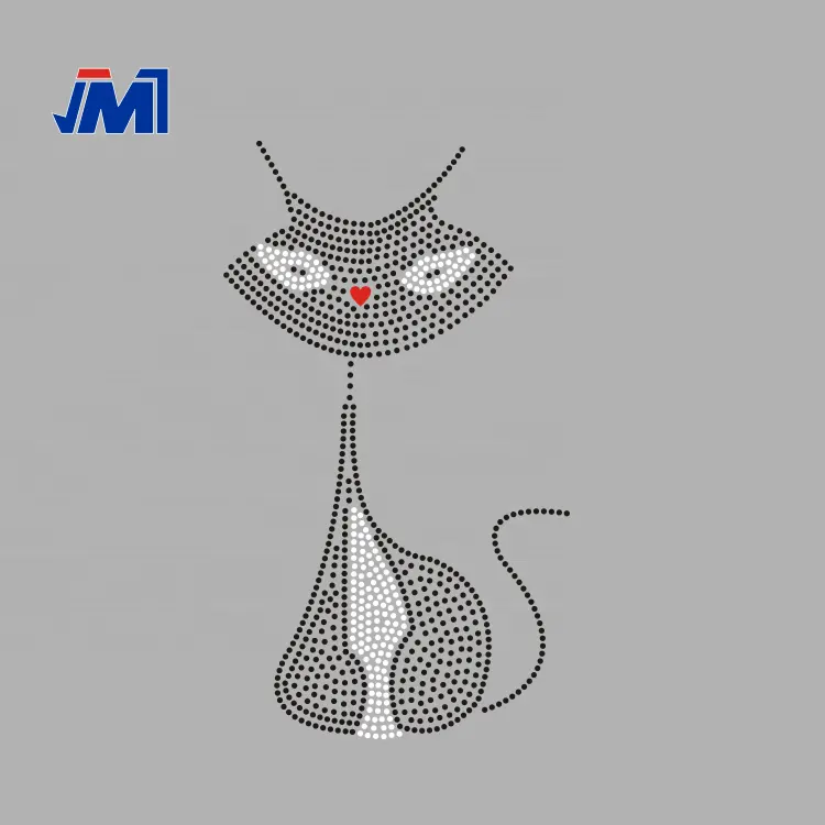 Hot sale ! Cat with crown rhinestone transfer hot fix wholesale