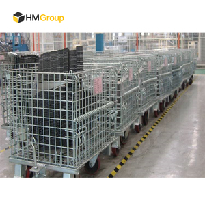 Contenedor de acero de alambre de almacenamiento industrial de jaula de malla metálica de durabilidad apilable plegable con 4 ruedas - Product Image 2