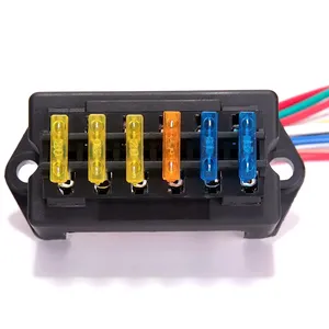 <strong>6</strong> Way Fuse Block 2-<strong>Input</strong> <strong>6</strong>-<strong>Output</strong> Fuse Box With Wire With Standard Blade Fuses 5A 10A 15A 20A for Car Bus RV Truck Marine Boat - Product Image 2