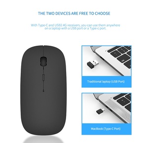 Super Sottile 2.4G Mouse Senza Fili Del Mouse Silenzioso 1600 DPI Optical Mouse Del Computer Mute Mouse Ricevitore USB per Tipo-C per Macbook PC - Product Image 3