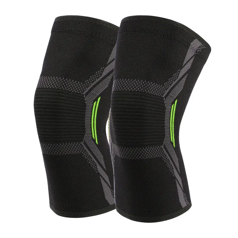 Manga de soporte de rodilla de nailon transpirable de punto de compresión personalizada para soporte deportivo