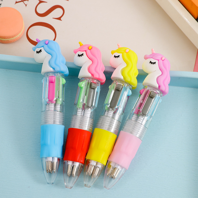Type de balle 0.7-daidai licorne petit stylo à bille quatre couleurs