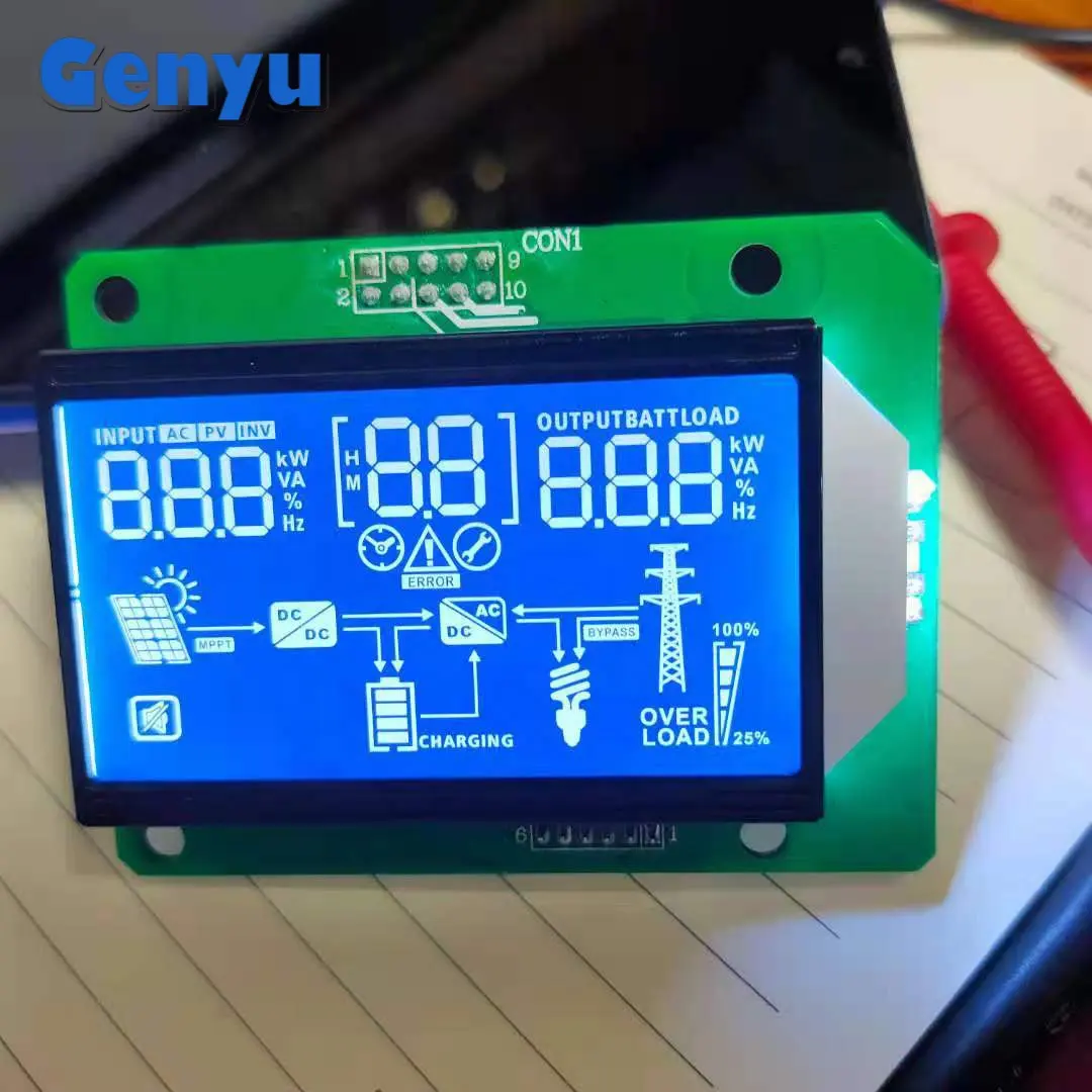 RoHS özelleştirilmiş COB TN HTN pozitif negatif arkadan aydınlatmalı LCD tek renkli Segment ekran modülü KGK invertörü