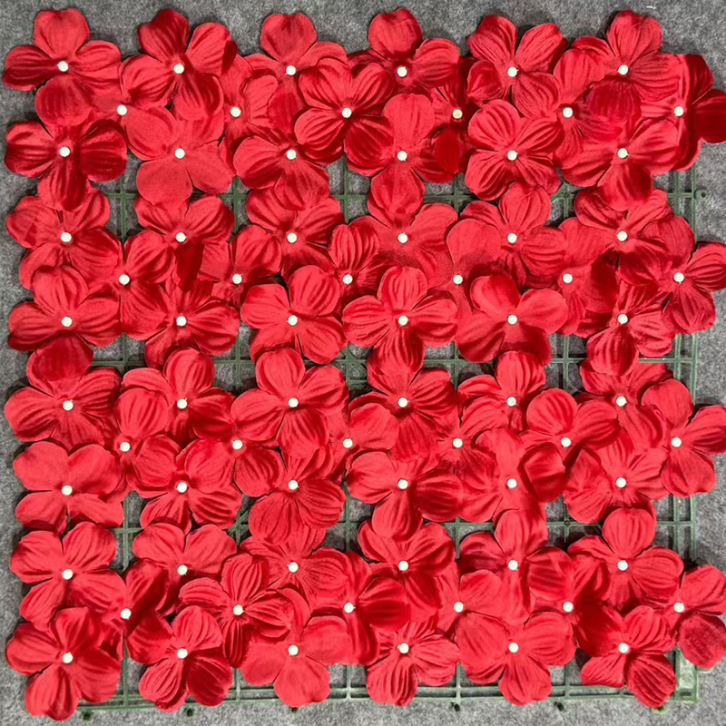 Haie d'hortensias rouges