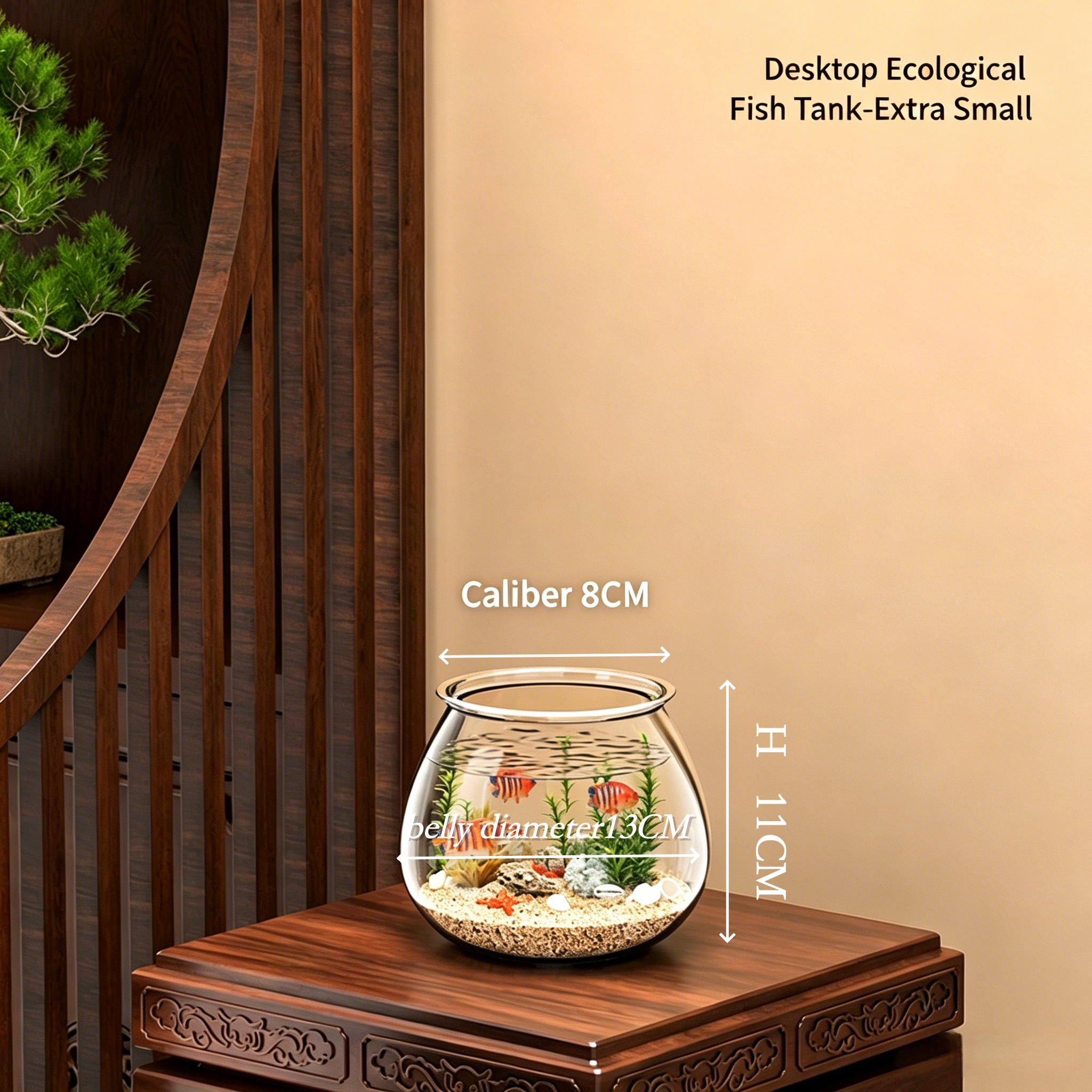 Mini aquarium rond adapté aux mini poissons