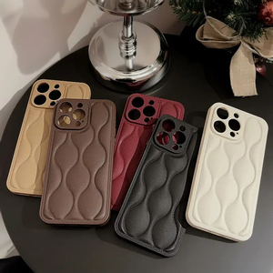 電話用16ハイエンドシンプル無地波TPUストレートエッジダウンジャケットデザインiPhone 15 14 13 12電話カバー用 - Product Image 2