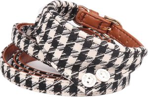 2024 Pet Shop Trate Bag Com Dispenser Houndstooth Padrão <span class=keywords><strong>Design</strong></span> Personalizado Dog Harness Pet Collar Leash Set