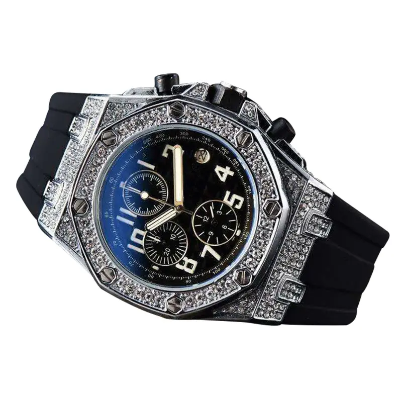 Montre Iced Out pour Homme Luxe Diamant Or Homme Bling Hip Hop Bijoux de Mode