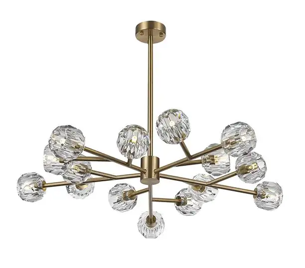 Preço barato arte moderna decoração sala de estar quarto ouro cobre ramo lâmpada vidro k9 lustre bola cristal