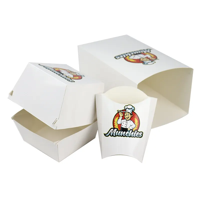 Boîte à frites jetable en carton, conservation écologique pour popcorn, 100 pièces, de qualité alimentaire, boîte d'emballage à emporter